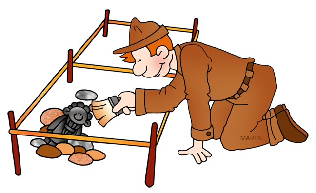 clipart image of archaeologist at a dig